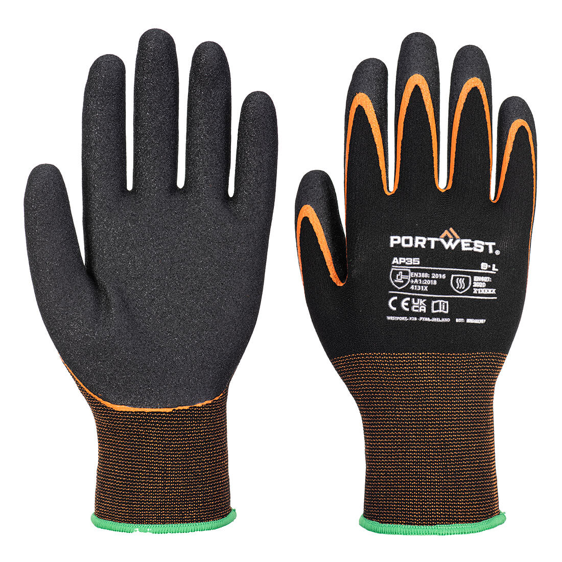 AP35 - Gant Grip 15 Nitrile double paume Noir/Orange